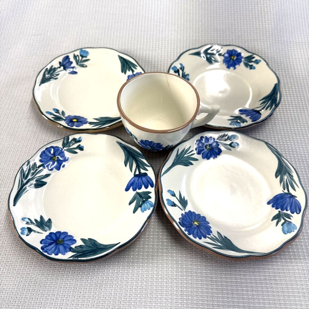 Set of Vintage Stangl Hand Painted Bread & Butter Plates Dahlia USA MCM